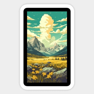 Chromatic Majesty - Vibrant Mountain Range Design Sticker